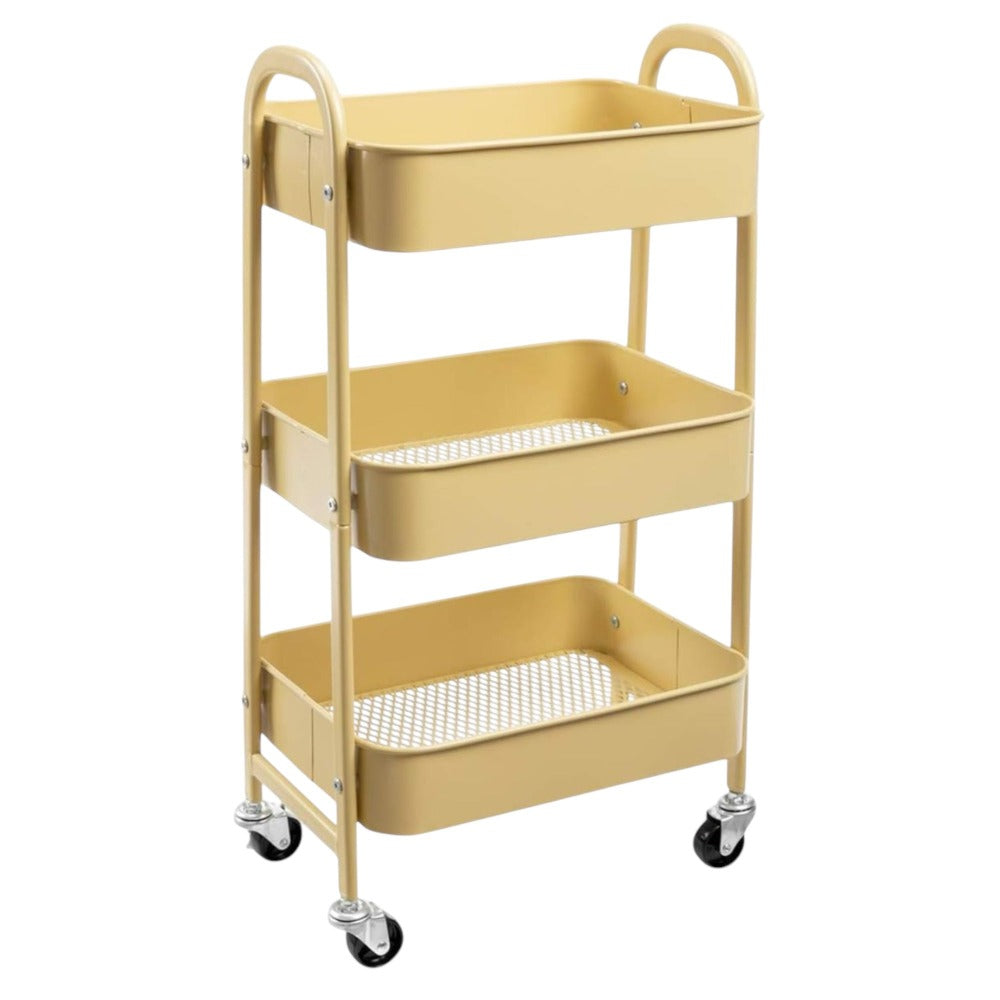 Estantera Metlica Modular de Almacenaje: Organizacin Verstil para Espacios Amplios y Compactos - Acero Galvanizado + 4 Baldas MDF, 70 x 39 x 29cm - 100Kg por Balda Estanteria cesta cesto de Fruta o Multiuso de 3 pisos ( fruta-001)