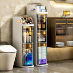 Organizador de baño estrecho de 4 niveles, gabinete de almacenamiento para baño delgado de 7.1″ con cajones y caja de pañuelos, armario móvil de plástico impermeable con ruedas para cocina pequeña, lavandería, sala de estar, unidades de cajones de almacen
