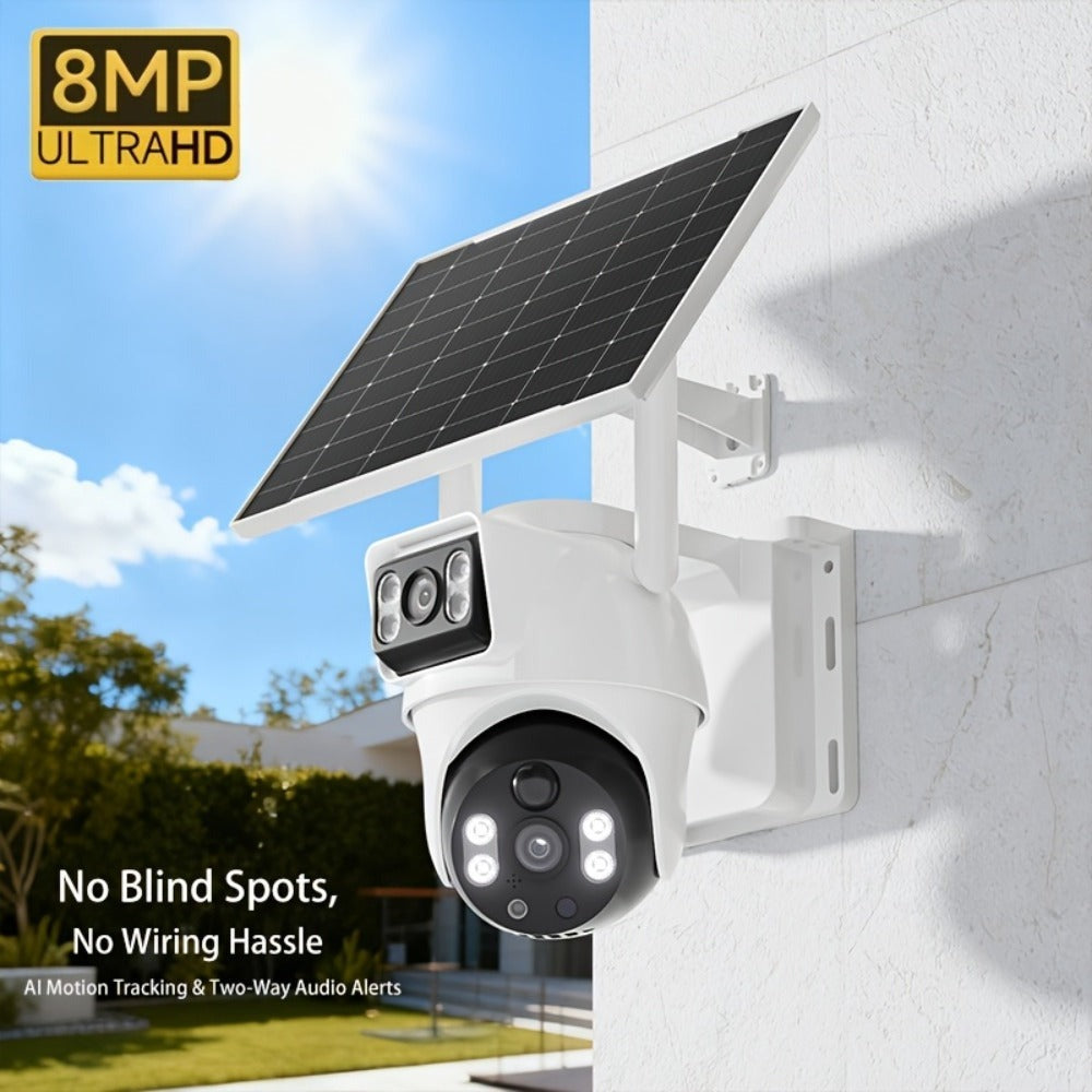XIAOVV 1 pza/3 pzas Cámara de seguridad solar inteligente PTZ de doble lente y doble vista para exteriores. Cuenta con monitoreo de /inclinación de 360°, panel solar incluido, detección de movimiento con visión nocturna en color y audio bidireccional. Ide
