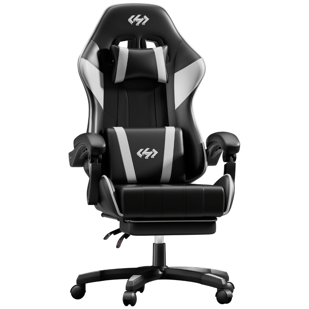 Silla de Juegos Furnishia con Reposapiés, Silla de Computadora Ajustable en Altura con Soporte Lumbar y Reposacabezas para Adultos, Silla de Oficina Giratoria 360 Grados para Oficina, Dormitorio, Estación de Trabajo Robusta