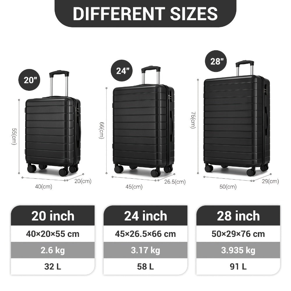 Maleta Rígida Expandible Kono, 20/24/28 Pulgadas PC+ABS, Equipaje de Viaje Ligero con Ruedas Giratorias y Cerradura TSA, Disponible en Múltiples Colores