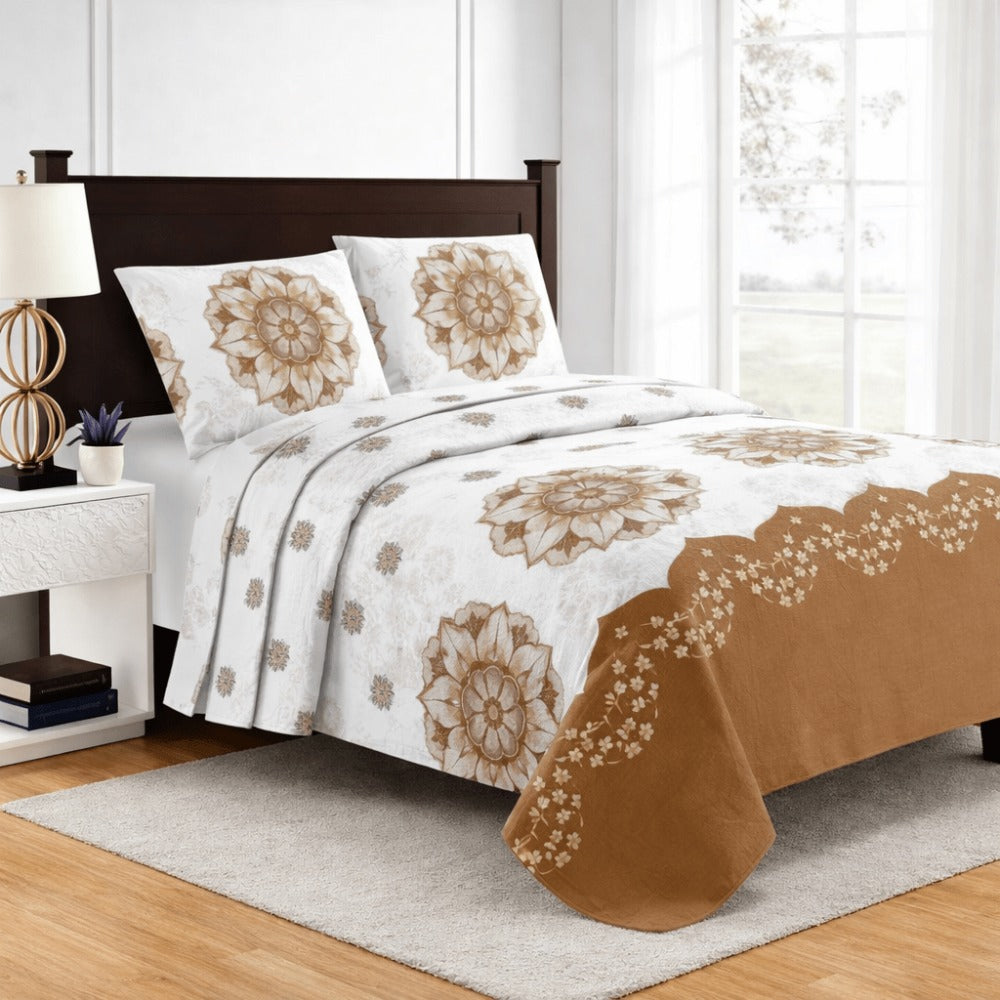 Colcha Bouti Verano Estampada Reversible – Microfibra Suave y Duradera, Antiárrugas, Secado Rápido, Ligera para Cama Individual 90 y Doble – Sin Fundas de Almohada