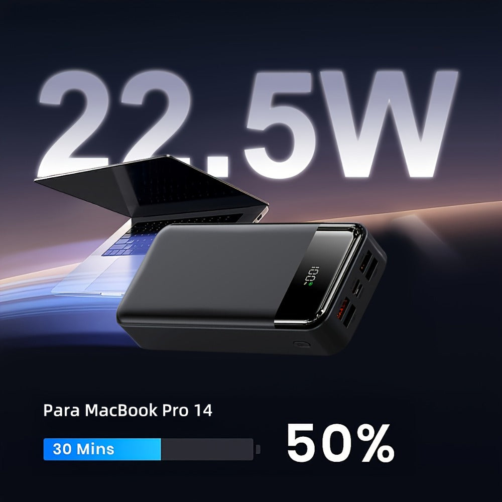 Power Bank de Alta Capacidad 50000mAh con Carga Súper Rápida, Interfases USB/Type-C/Micro, Equipado con Lámpara LED y Pantalla de Nivel de Batería. Adecuado para Cargar Rápido iPhone y Dispositivos Android. Fuente de Energía de Emergencia