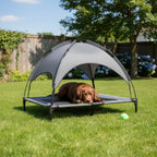 Cama para Perros con Dosel, Cama Elevada para Mascotas con Techo y Estructura de Hierro, Colchón para Dormir de Mascotas, Cama para Gatos, Gris, 76x61x76cm, 92x76x92cm, 122x92x102cm