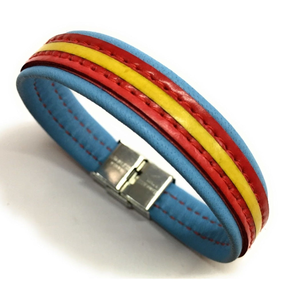 Pulsera De Cuero Bandera De España (Fabricada Artesanalmente) | Complementos de Moda Unisex para Hombres y Mujeres de Estilo Atemporal y Elegante | Regalos Originales y Exclusivos
