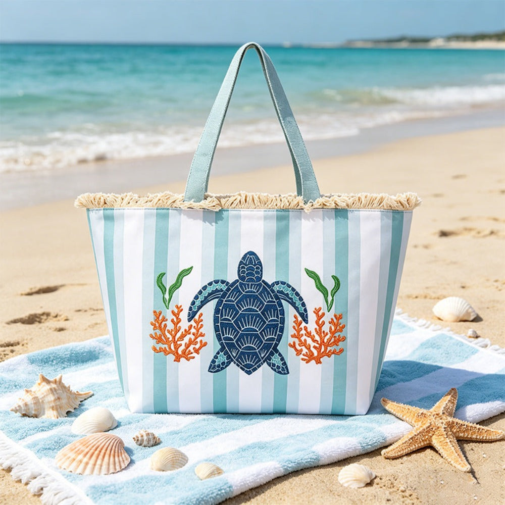 Bolso Tote de playa con estampado de animales marinos, bolso de gran capacidad para mujer, bolso bandolera, ideal para playa, piscina, viajes y uso diario