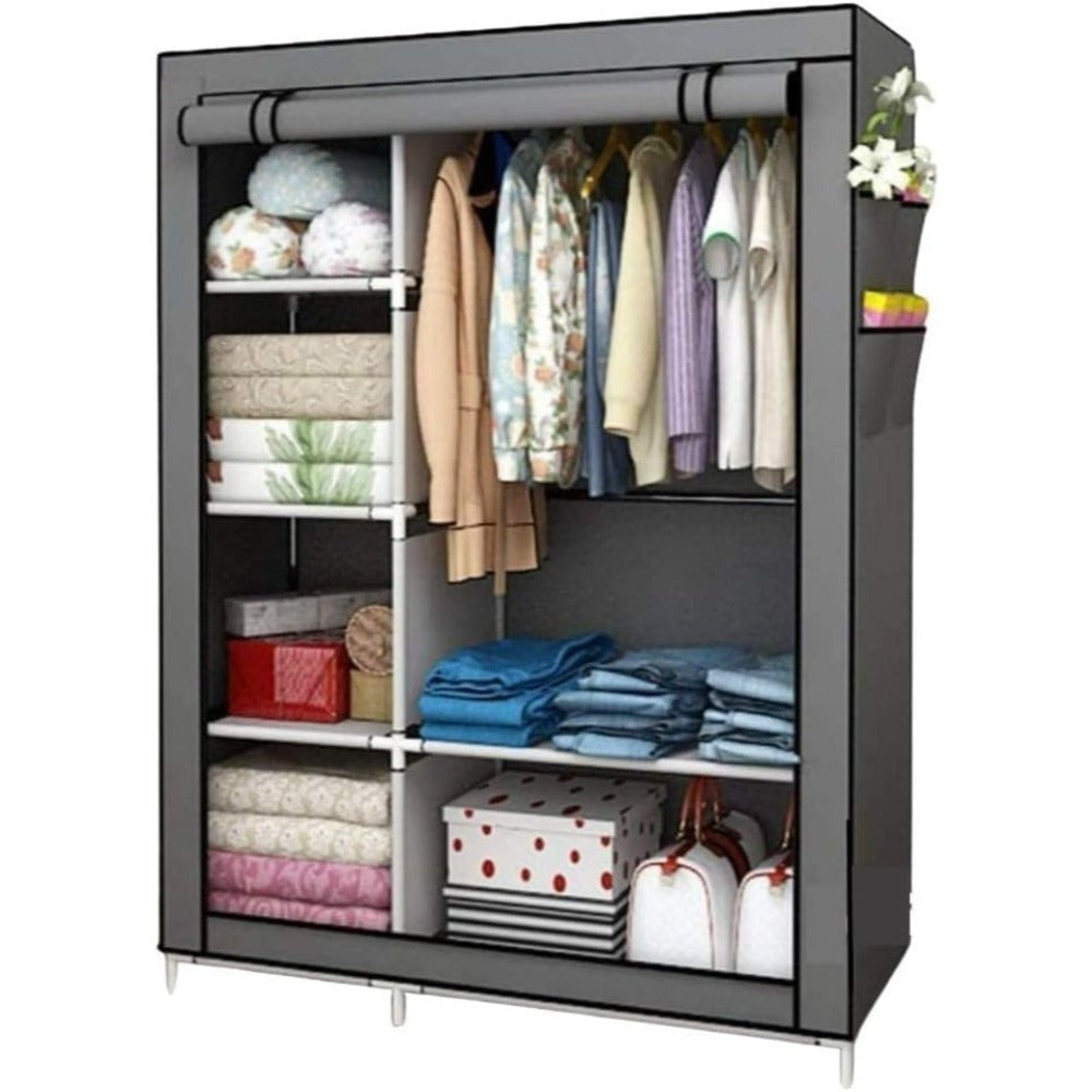 Armario Cecaro Group de tela 105X45X170 Cm - Estructura de acero reforzado, antipolvo e impermeable, armario portátil con estantes y barra para colgar, fácil de montar