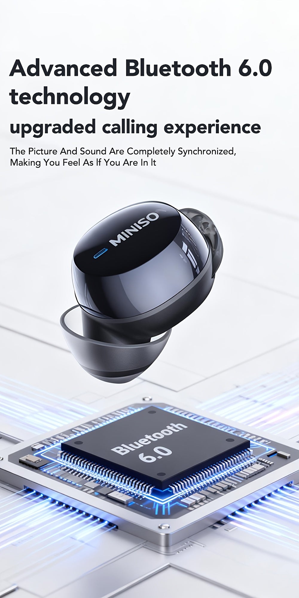 Auriculares Bluetooth | MINISO Auriculares con Traducción AI | Inalámbricos 6.0, Carga Rápida Tipo-C, 60 Horas de Reproducción, Conexión Estable
