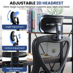 Silla de oficina ergonómica con reposacabezas y soporte lumbar, silla giratoria de escritorio con altura ajustable, silla de ordenador con respaldo de malla transpirable, reposabrazos y ruedas para oficina en casa, estudio, gaming