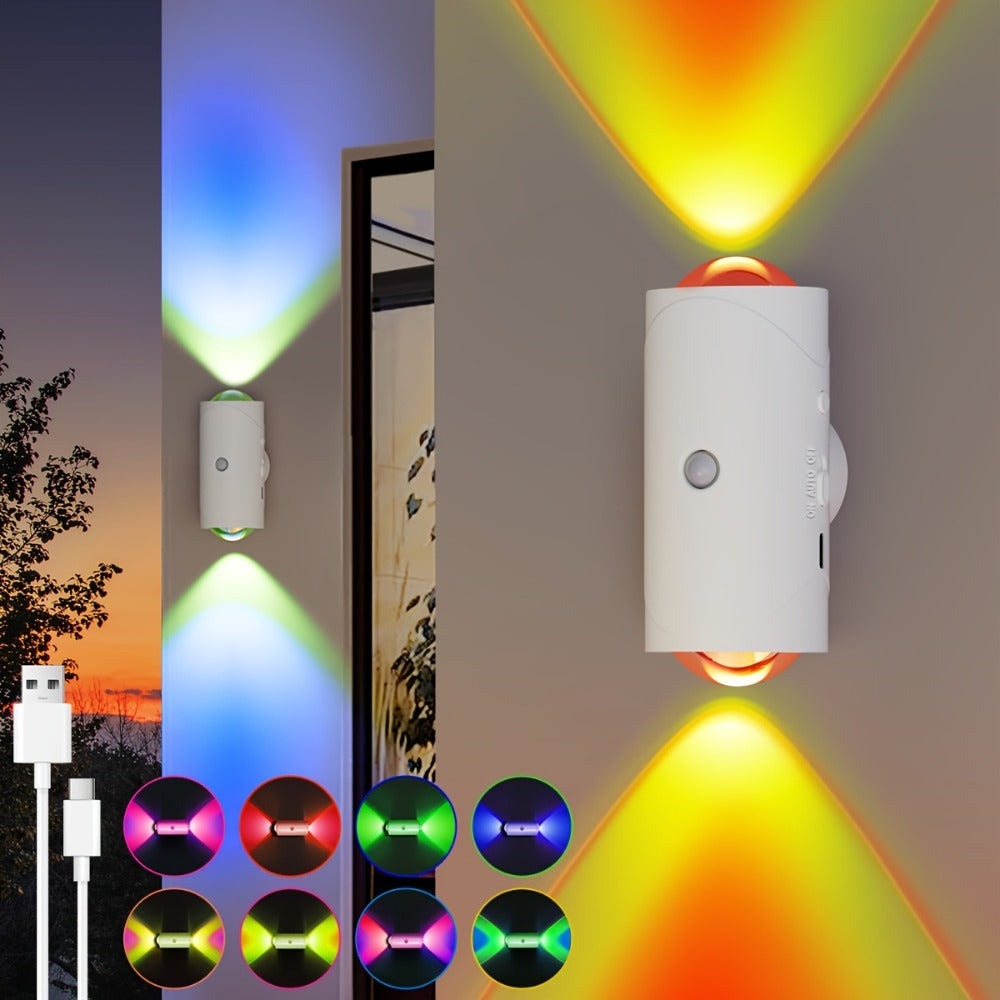 4/2/1 Luz Nocturna LED Inteligente con Sensor de Movimiento, 3 Modos de Iluminación, Cambio de Color RGB, Montaje Magnético Recargable USB para Entrada, Dormitorio y Armario