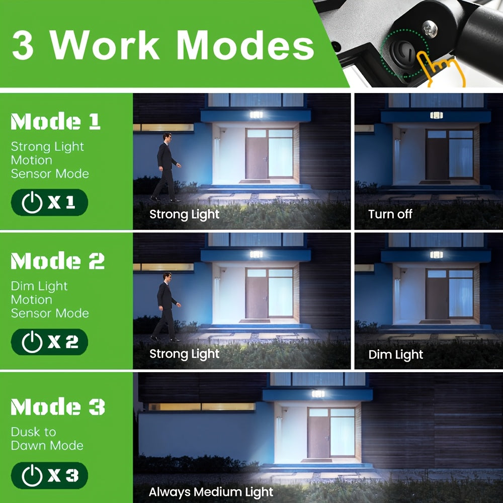 Luz solar LED con sensor de movimiento 4pcs | Para jardín, patio, garaje y seguridad exterior