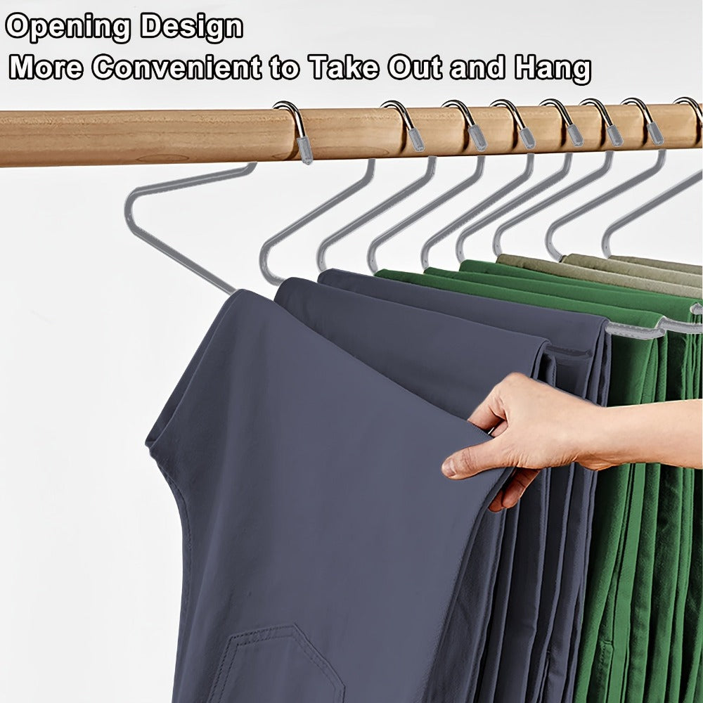 Juego de 20 perchas para faldas, perchas doradas antideslizantes para pantalones, perchas para abrigos que ahorran espacio con revestimiento antideslizante, perchas multifuncionales para pantalones, adecuadas para pantalones, bufandas, jeans, faldas, etc.