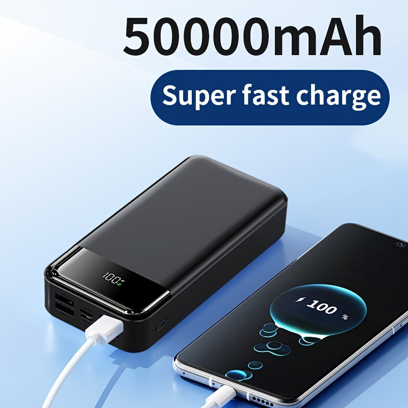 Batería externa | Un Power Bank Portátil de Alta Capacidad con Carga Rápida de 50000Mah, Cuatro Puertos USB, Interfaz Tipo-C y Micro, Adecuado