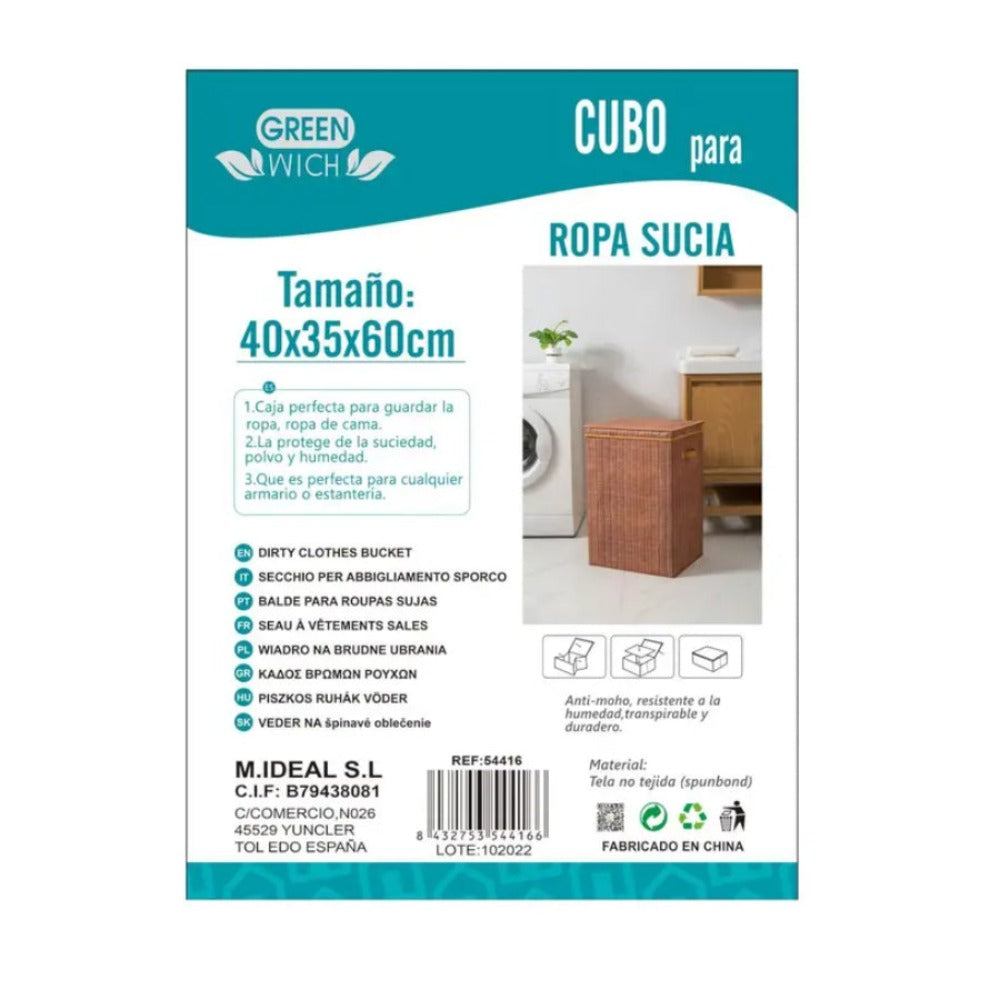 Cesta de lavandería grande de plástico con estampado de ratán y espacio de almacenamiento, cesta de lavandería para el baño, cesta para toallas de hotel de cinco estrellas, cesta de lavandería, dimensiones 40 x 35 x 60 cm