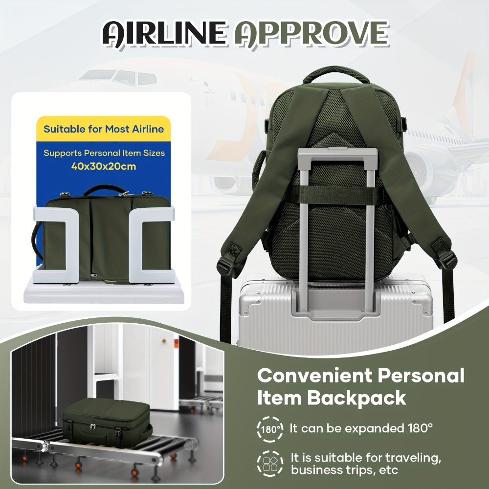 Mochila de Viaje 40X30X20 CM, Dimensiones Ryanair 40X30X20 CM Mochila de Cabina/Mochila de Equipaje/Mochila de Aviación, Convertible de Mano, Ligera Ideal para Viajes Cortos, Se Adapta Fácilmente Debajo de los Asientos, Mochila Portátil para Laptop de 14"