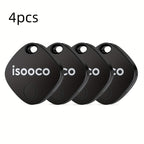 4 piezas ISOOCO Rastreador Mini Global Inteligente - Localizador en Tiempo Real con Alarma Antipérdida de Altos Decibelios, Dispositivo de Seguimiento Bajo Consumo para Coches, Bolsos, Llaves, Equipaje | Compatible con dispositivos iOS (iPhone, iPad, iPod