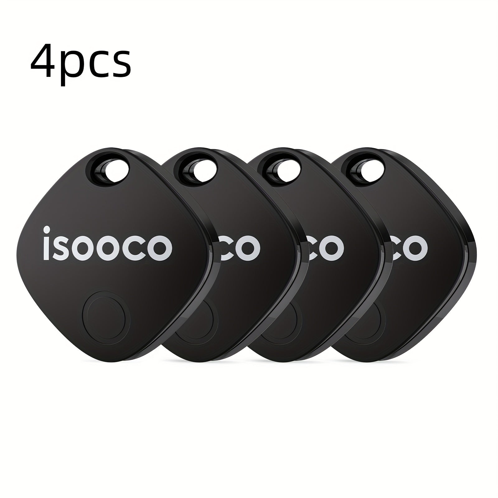 4 piezas ISOOCO Rastreador Mini Global Inteligente - Localizador en Tiempo Real con Alarma Antipérdida de Altos Decibelios, Dispositivo de Seguimiento Bajo Consumo para Coches, Bolsos, Llaves, Equipaje | Compatible con dispositivos iOS (iPhone, iPad, iPod