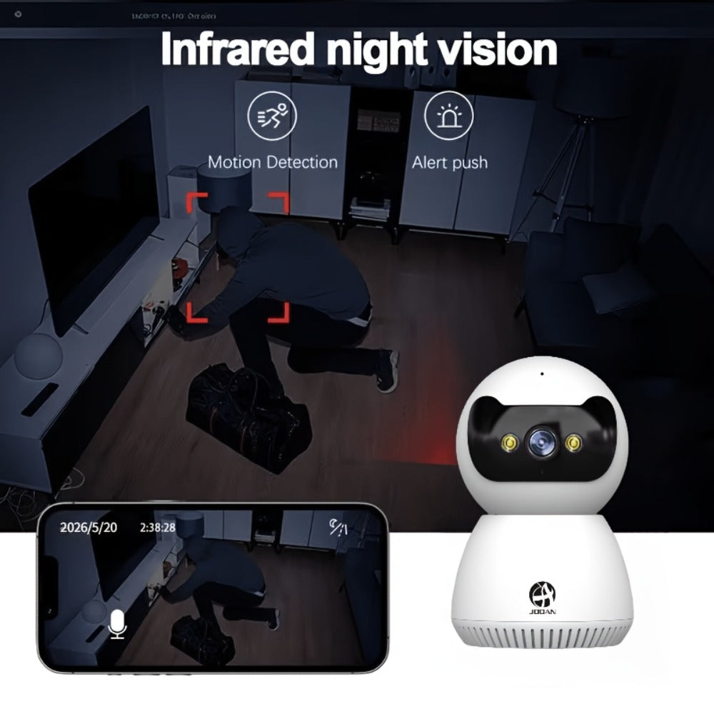 Cámara de seguridad inalámbrica para interiores compatible con Wifi de doble banda 2.4G/5G, equipada con cámara Pan-Tilt de 360°, con seguimiento de movimiento y visión nocturna a todo color, ideal para monitoreo del hogar o cámara para mascotas