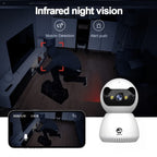 Cámara de seguridad inalámbrica para interiores compatible con Wifi de doble banda 2.4G/5G, equipada con cámara Pan-Tilt de 360°, con seguimiento de movimiento y visión nocturna a todo color, ideal para monitoreo del hogar o cámara para mascotas