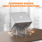 Soporte Portátil Mesa 6 Ángulos Ajustables, Aleación de Aluminio, Soporte Ordenador Portatil Ventilado Plegable para 10-15.6” Portátiles y Tableta - Plata