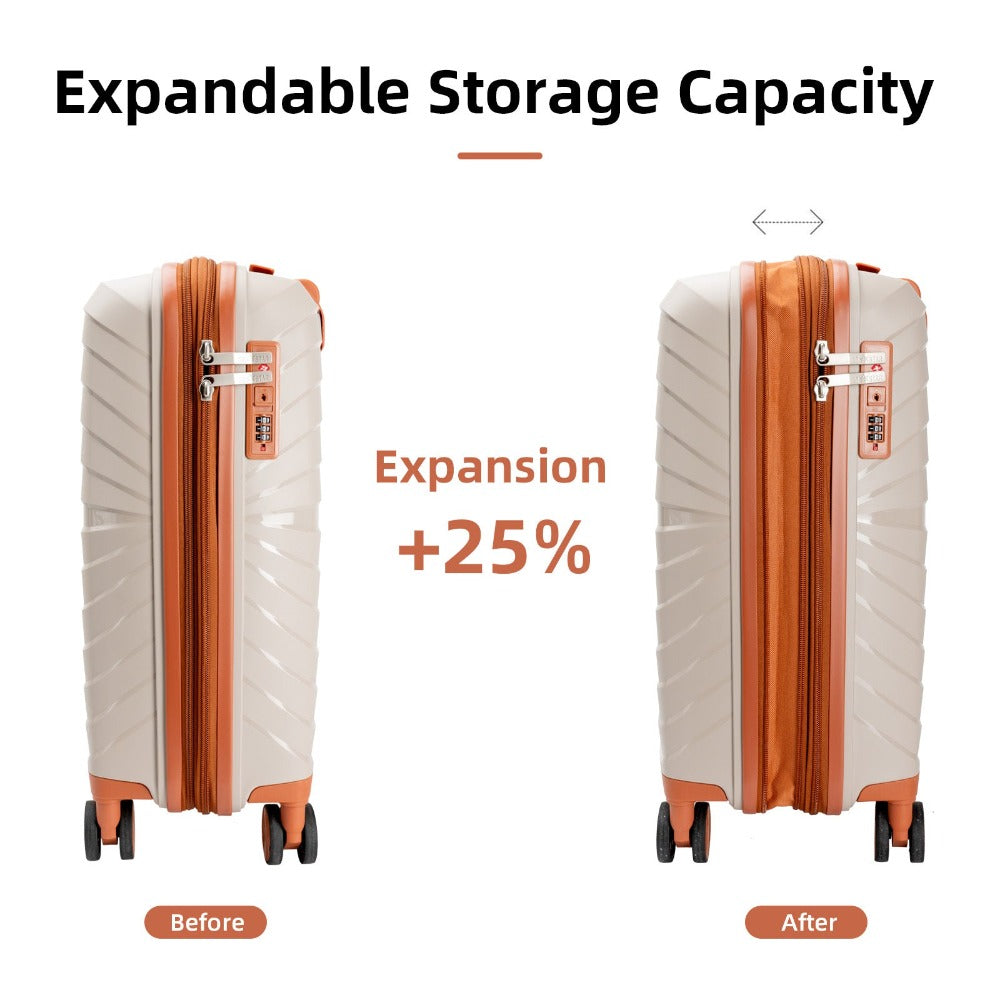 Maleta de 20" 100% PP para todos los viajes | Resistente a pisotones y no deformable | Espacio expandible | Aprobada por aerolíneas como equipaje de mano | Versátil para viajes y un regalo perfecto y considerado para todas las ocasiones