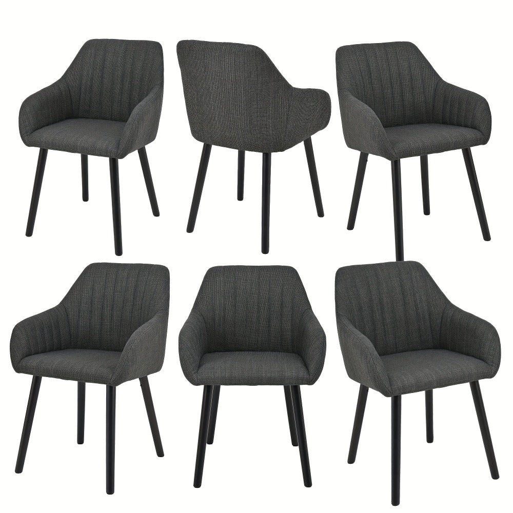 Juego de 2/4/6 sillas de comedor minimalistas con cómodo respaldo, reposabrazos y patas de madera
