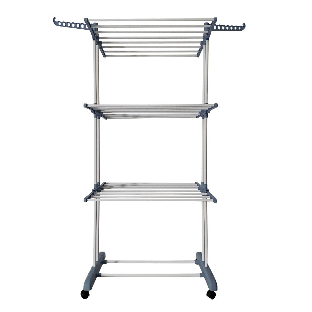 Tendedero Ropa Plegable Vertical XXL Nyana Home Ruedas Pivotantes 360º Multifuncional 4 Niveles y Alas Plegables Hasta 20 Metros de Secado Secadora de Ropa Tendedero de Ropa Tendal Exteriores Interiores Alas Laterales Plegables