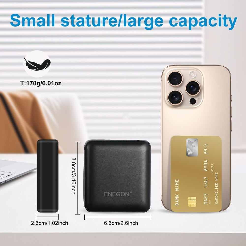 Banco de energía mini ultracompacto de 22.5W y 10000mAh con cable USB-C incorporado, cargador portátil con pantalla digital LED, paquete de batería de carga rápida para iPhone 16/15/14/13 Pro/Samsung/teléfono Android, batería externa de respaldo de tamaño