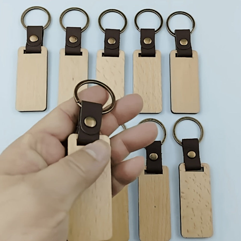 Dofiki 24/48/98 piezas de llaveros de madera de haya en blanco para diversas decoraciones de llaves, pintura, colgantes para proyectos de bricolaje, regalos festivos