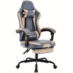 Silla Gaming, Silla para Ordenador, Silla Gaming Ergonómica con Pedales para Pies, Silla de Oficina, Silla Ergonómica para Ordenador con Soporte Lumbar, Silla Gaming de Altura Ajustable, Disponible en Negro