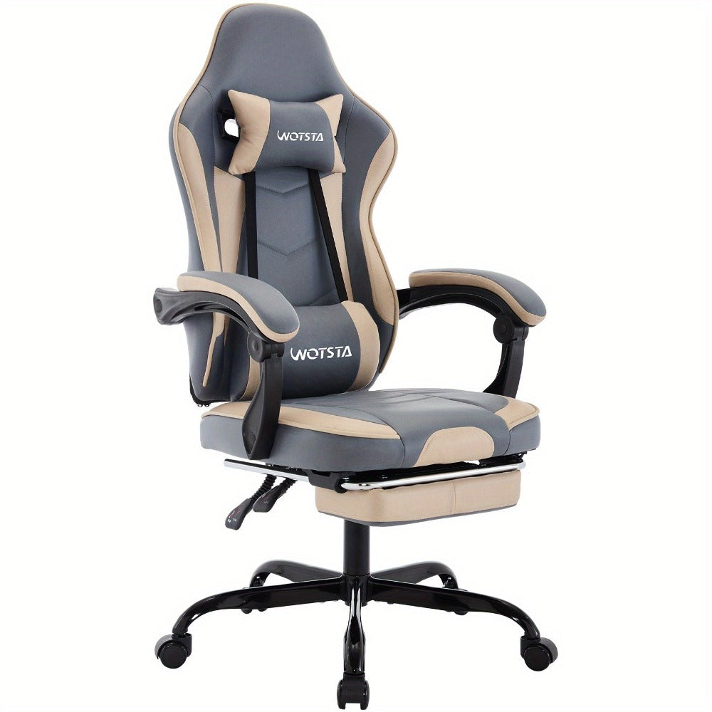 Silla Gaming, Silla para Ordenador, Silla Gaming Ergonómica con Pedales para Pies, Silla de Oficina, Silla Ergonómica para Ordenador con Soporte Lumbar, Silla Gaming de Altura Ajustable, Disponible en Negro