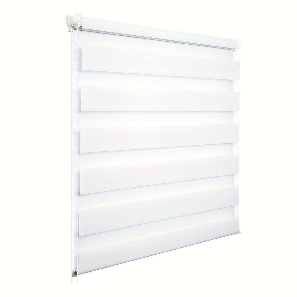 1pc, Persianas Doble Rodillo, Bloqueo de Sol y Luz, Persianas Zebra, Dormitorio Sala Baño, Semi-transparente, Sin Perforación, Decoración del Hogar