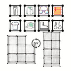 1pc Estante Moderno, Estante, Diseño de Cubo de Estante, Estantes de Alambre Ajustables Individualmente, 16 Compartimentos, Hecho de Alambre , Estante de Pie
