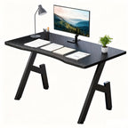 Escritorio Gaming en Forma de A de 101.6 cm, Escritorio de Fibra de Carbono y Diseño Ergonómico, Escritorios de Oficina con Almohadillas para los Pies, para Dormitorio en Casa, Negro