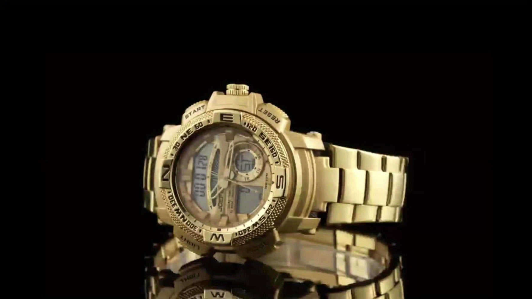 Reloj deportivo de lujo para hombre JOEFOX con doble pantalla - Esfera grande, luz nocturna LED, resistente al agua 3ATM, cronógrafo y alarma, reloj de pulsera estilo campo para hombre