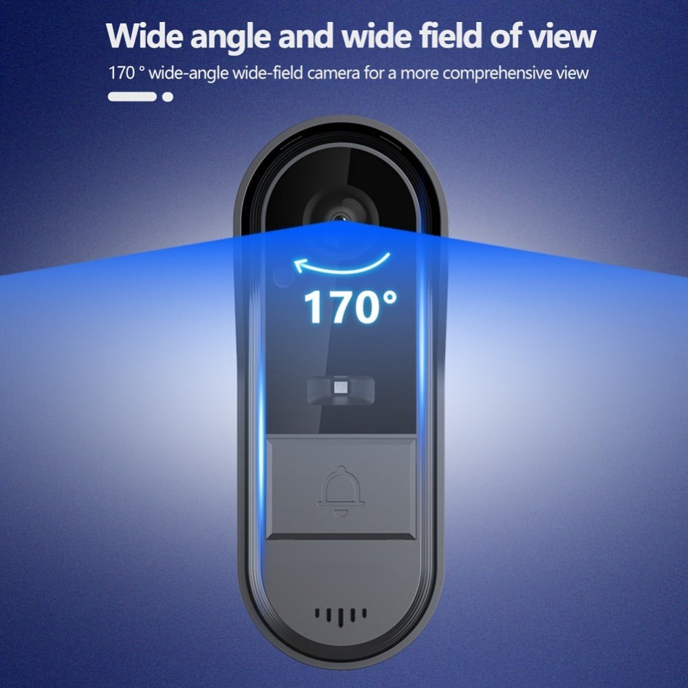 Cámara de Video Timbre Inalámbrica Wi-Fi, Cámara de Video Timbre Interior/Exterior, Detección Humana por IA y Alertas Instantáneas, Visión Nocturna HD 1080P, Audio Bidireccional, Monitor Interior en Tiempo Real, Alimentación USB, Batería de Larga Duración