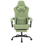 Silla de Juego y Oficina, Silla de Computadora con Reposapiés, Reposacabezas y Soporte Lumbar, Silla Ergonómica, Silla Giratoria y Ajustable en Altura, Opciones en Gris, Beige, , Marrón y Verde