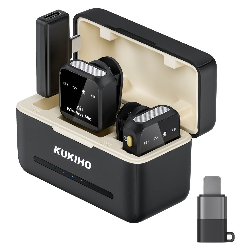 Micrófono Lavalier Inalámbrico para iPhone iPad Android con Estuche de Carga, 80H de Batería, Cancelación de Ruido, Alcance de 49.99 metros, Micrófono de Solapa con Clip Plug-Play para Grabación de Video, Vlog, Transmisión en Vivo
