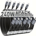 Cables USB-C de carga rápida 240W para portátil tableta y móvil | 240W y 100.58cm y 6 piezas