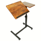 Escritorio Ajustable para Laptop, 60 X 34.5 X 58-90 Cm, Mesa Plegable para Cama, Mesa de Sofá con Ruedas, Soporte Elevable para Laptop Giratorio 360 Grados, Escritorio de Madera para Sofá y Laptop