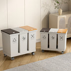 Cubo de basura de cocina de gran capacidad de 60L/36L/24L con compartimentos separados - Con ruedas, resistente a los olores, separación de residuos secos y húmedos, forma rectangular, tapas con botón de presión, fácil de limpiar, gestión de residuos de c