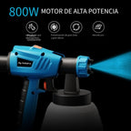 Pistola de pulverización de alta potencia HVLP de 800W para pintura gruesa (120 Din-s), recipiente extraíble de 1300ml, manguera de aire de 2.5m y cable de alimentación de 3m, 3 patrones de pulverización para horizontal/vertical, ovalado y redondo, pintur
