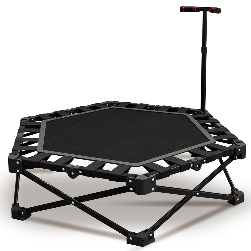 Trampolín Plegable Mini para Adultos con Resortes, Trampolín de Salto Pequeño con Manijas y Poste, Ideal para Interiores