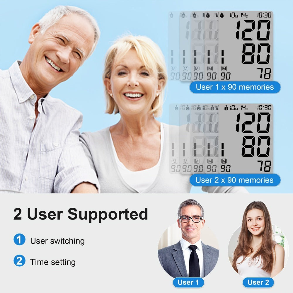 Monitor de presión arterial para el hogar con manguito de 8.17.78-43.18 cm, manguito de presión arterial automático para brazo superior, máquina digital de presión arterial (pilas no incluidas)