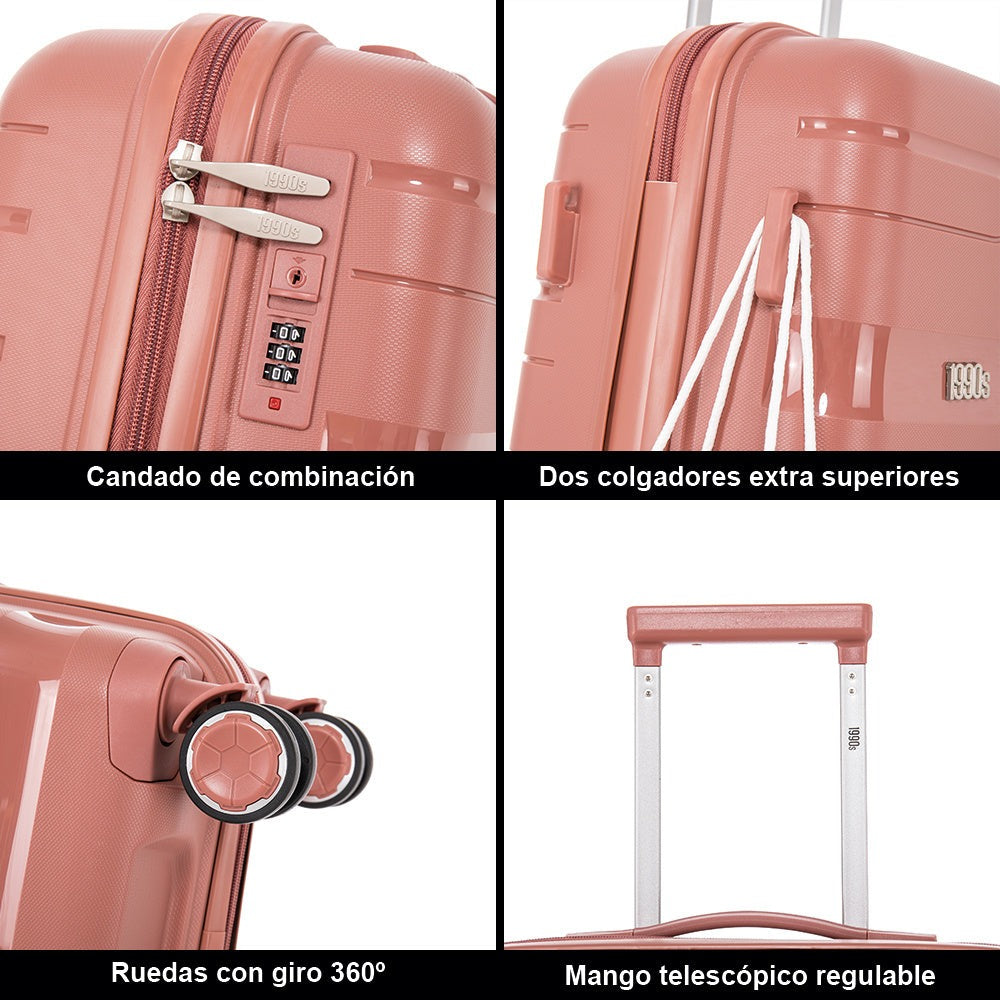 Maleta de cabina de 55x38x22cm (44L) de polipropileno - Candado incorporado - 20 pulgadas