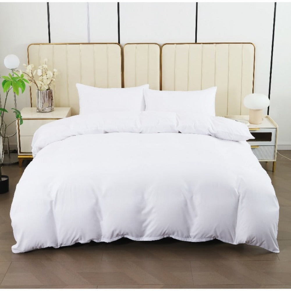 Juego de funda nórdica para cama 90-180 | Poliéster microfibra Incluye 1 funda de edredón y 1 funda de almohada (50×75 cm). Diseño liso, elegante y versátil. La funda de edredón puede utilizarse como colcha o sábana