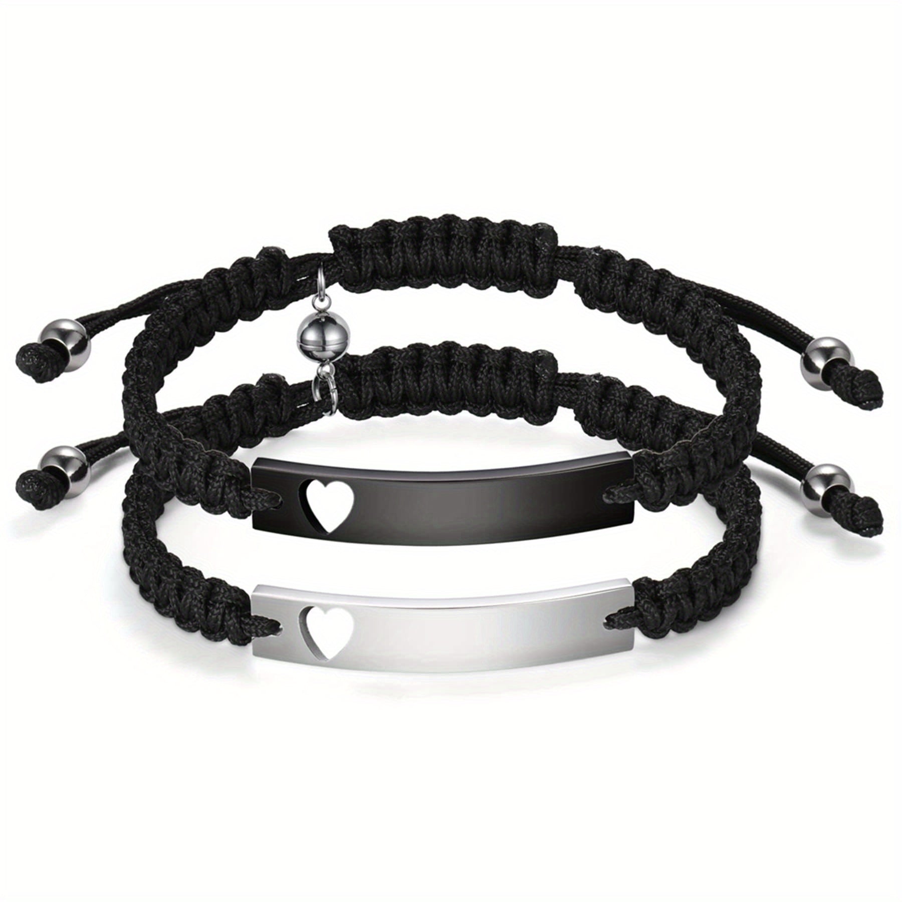 Pulsera Magnética de Acero Inoxidable para Parejas JewelryWe - Pulso Atractivo y Duradera con Cuerda Trenzada Adjustalbe, Regalo Ideál Para San Valentín o Aniversario. Diseño Elegante Vintage Unisex en Metal De Alta Calidad