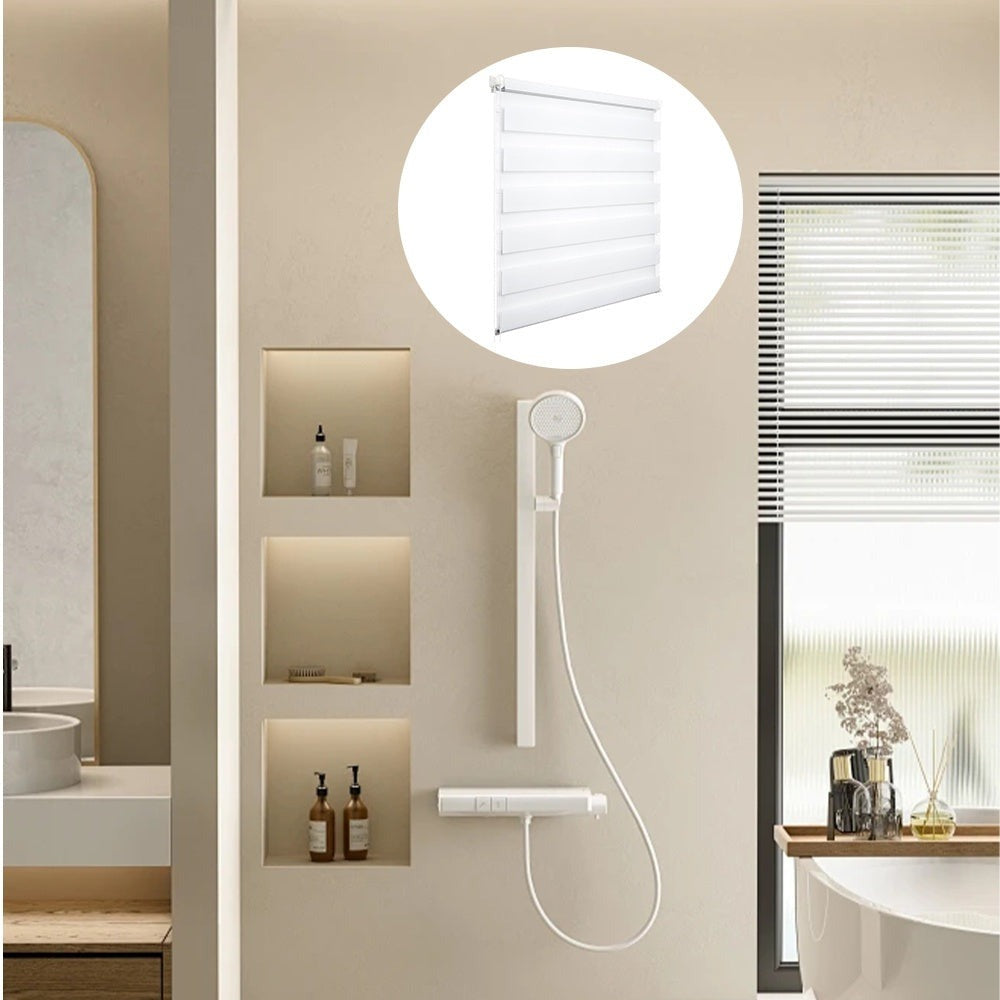 1pc, Persianas Doble Rodillo, Bloqueo de Sol y Luz, Persianas Zebra, Dormitorio Sala Baño, Semi-transparente, Sin Perforación, Decoración del Hogar