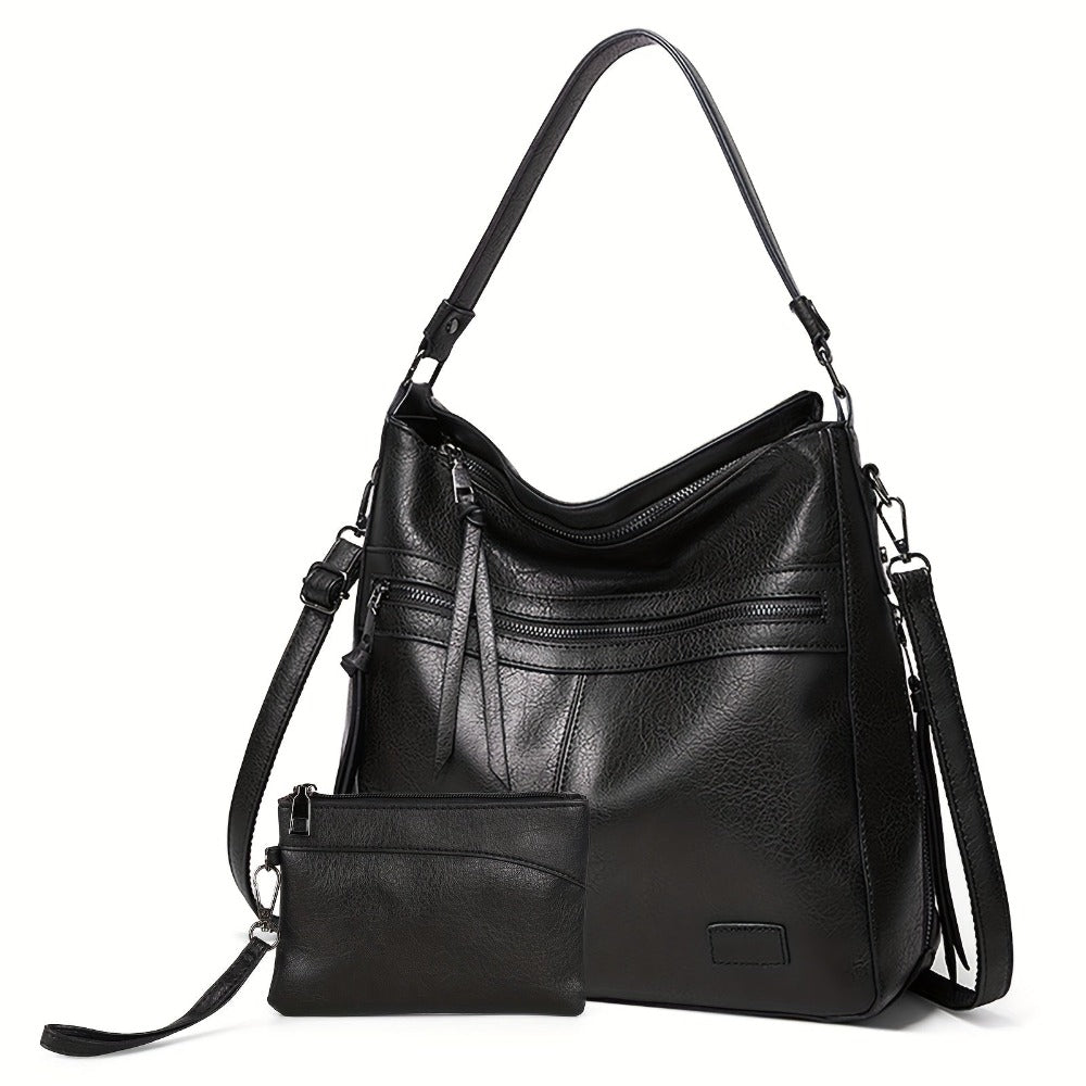Mochila-bolso tote simple de gran capacidad con múltiples bolsillos para desplazamientos diarios, bolso de mano para usar bajo el brazo, casual y versátil, bolso cruzado de hombro único de gama alta