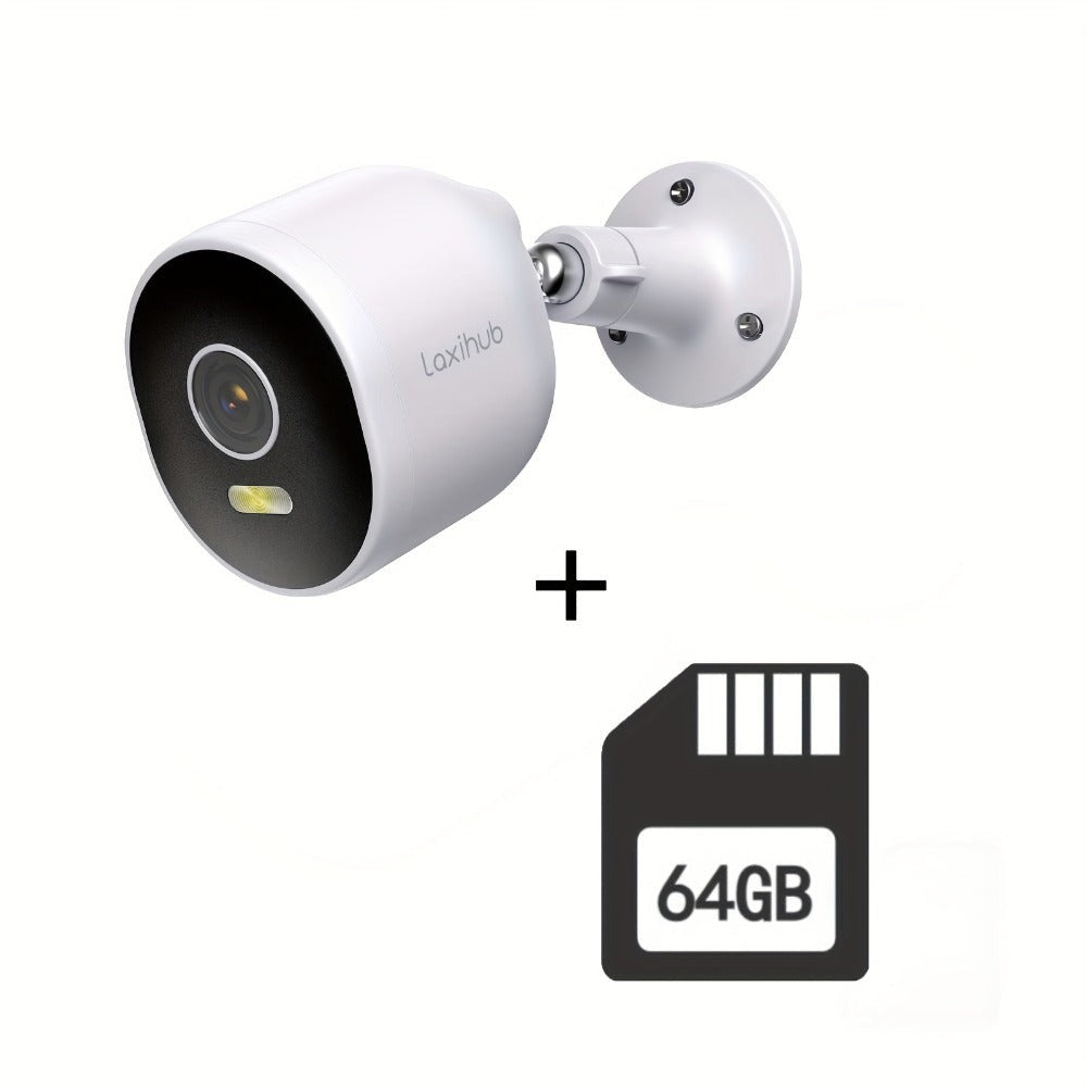 1/2/4 piezas Laxihub 3MP 1296P Cámaras de seguridad Wi-Fi para exteriores, Cámara interior para seguridad del hogar, para vigilancia de puertas domésticas, Audio bidireccional, Almacenamiento en la nube/tarjeta SD, Visión nocturna a todo color, Cámara dig